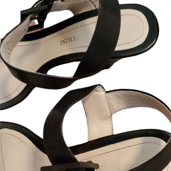 Enzo Angioline Black Leather Stacked Heels 7.5 - Picture 4 of 5